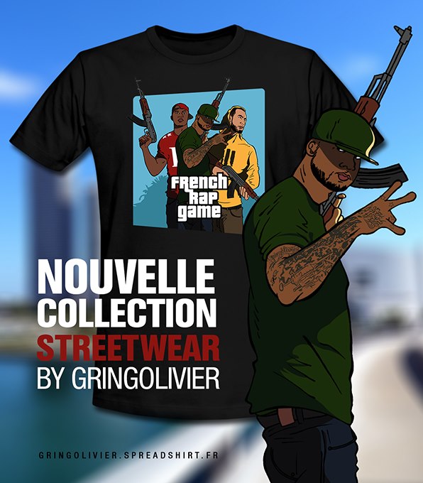Booba, La Fouine et Roh2f version GTA 5, le T-shirt en vente