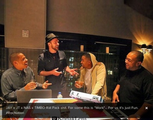 Nas, Jay-Z, Justin Timberlake et Timbaland réunis en studio