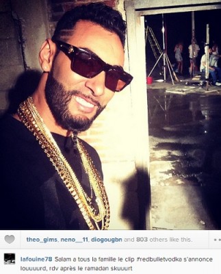 La Fouine sur le tournage du clip Red bull et Vodka