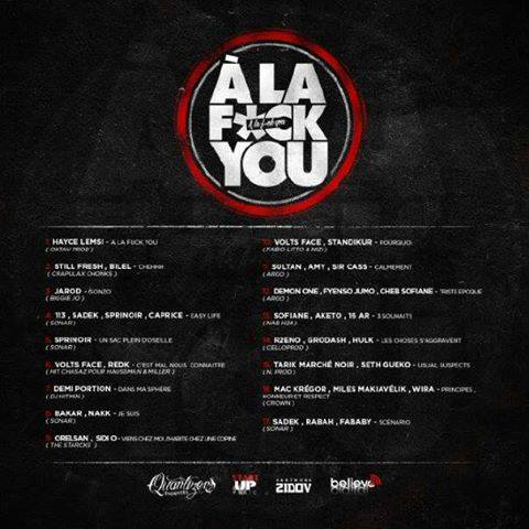 Orelsan, Hayce Lemsi, Sadek, Seth Gueko, Fababy sur la compil A La Fuck You