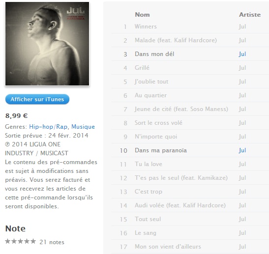 Jul dévoile la tracklist de son album Dans Ma Paranoia