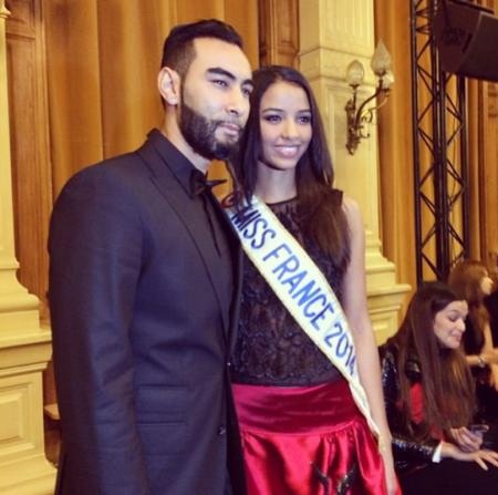 La Fouine pose avec Miss France 2014 : Kelly Vedovelli