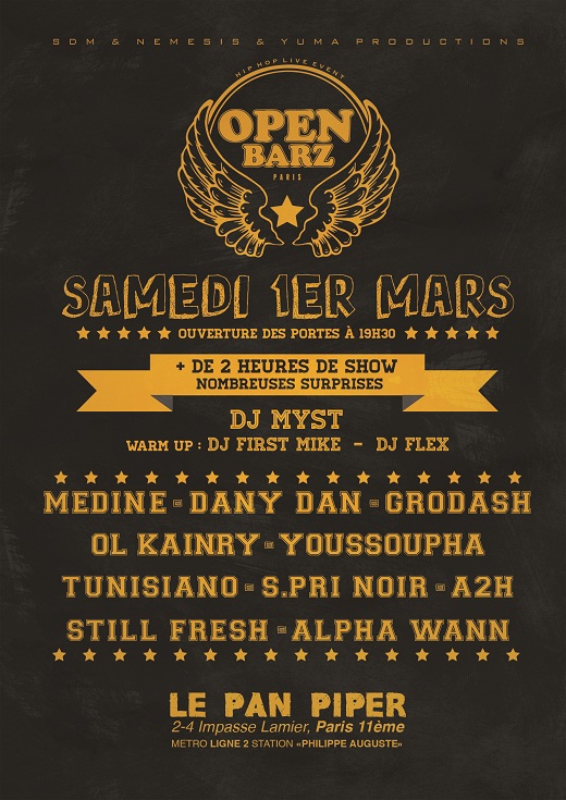 Youssoupha, Médine, Tunisiano, Ol Kainry réunis au concert Open Barz !