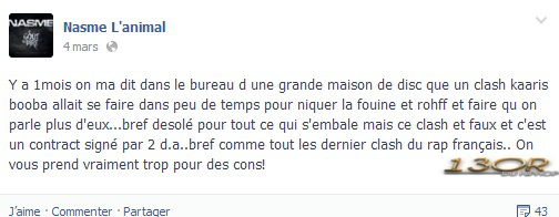 Le clash entre Booba et Kaaris a été organisé selon le rappeur Nasme !
