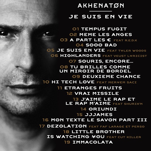 Akhenaton : Je suis en vie (tracklist et cover)