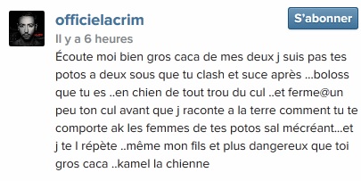 Lacrim clash Kamelanc sur Instagram !