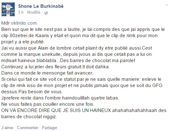 Après Alain 2 L'Ombre, Shone boycott le site OKLM de Booba