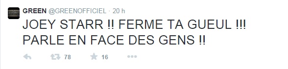Green Money clash Joey Starr sur Twitter !
