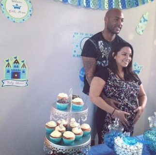 Booba avec sa compagne Patricia Cerqueira à la baby shower