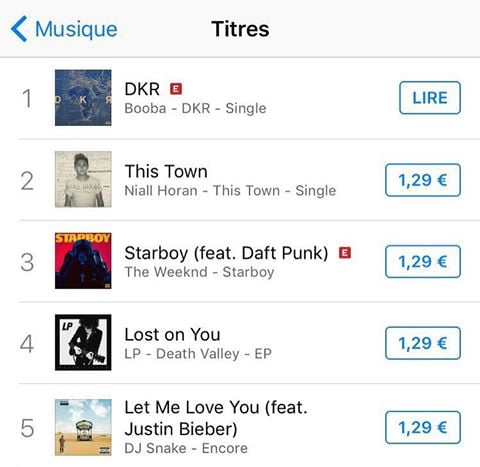Booba déjà N°1 sur iTunes avec DKR !