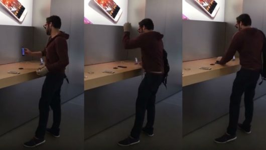 Un homme détruit des produits Apple à la boule de pétanque !