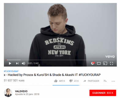 Vald réagit au piratage de son compte YouTube et adresse un message aux hackers !