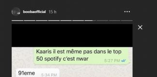 Booba ridiculise Kaaris avec le classement du titre Aborigène, 91ème sur Spotify !
