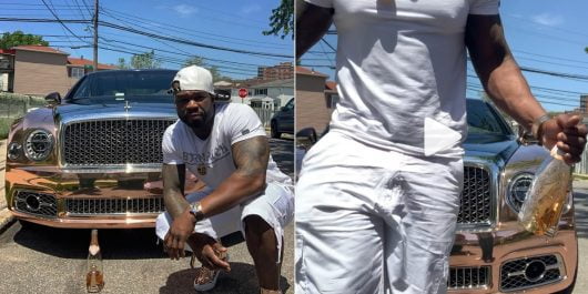 50 Cent nettoie les pneus de sa superbe Bentley avec du champagne rosé [Vidéo]