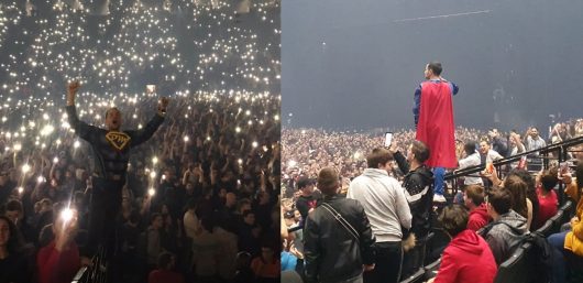 Vald : Le super héros PensionMan ambiance le public à son concert à l’Accorhotels Arena