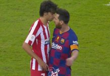 Lionel Messi s’embrouille tête contre tête avec Joao Felix lors de la défaite face à l’Atlético