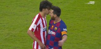 Lionel Messi s’embrouille tête contre tête avec Joao Felix lors de la défaite face à l’Atlético