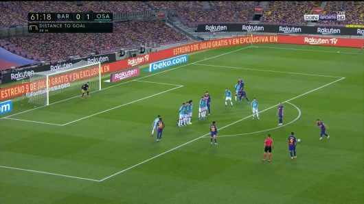 Lionel Messi a marqué un magnifique coup franc en pleine lucarne malgré la défaite contre Osasuna