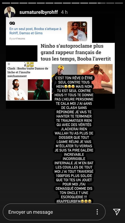 Rohff met en garde Booba, j'vais te terminer après son message à Ninho !