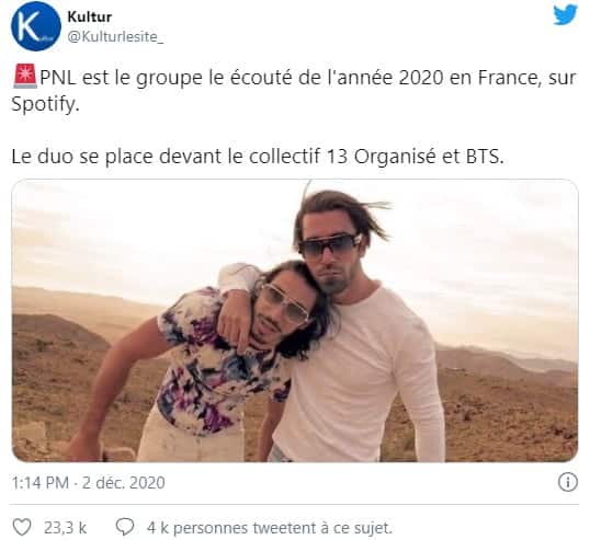 PNL bat BTS et Jul comme groupe le plus écouté sans sortir aucun projet