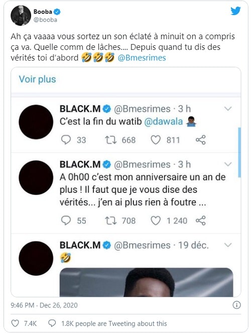 Booba accuse Black M de simuler un clash pour le buzz et l'insulte de lâche