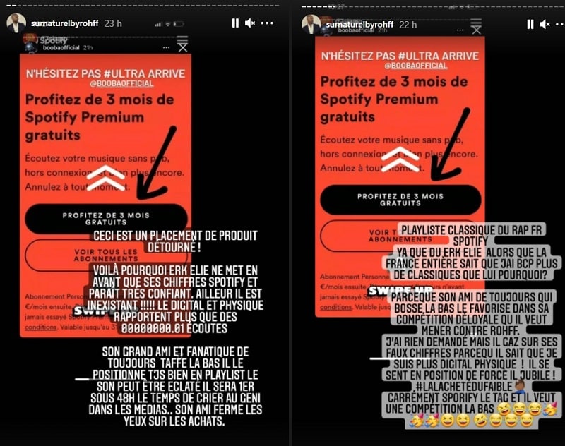Rohff balance des graves accusations contre Spotify qui soutiendrai Booba