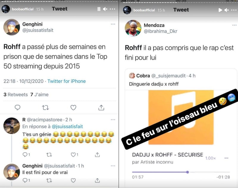 Booba n'a pas de limite et fait fuiter le feat de Dadju et Rohff qui réagit directement