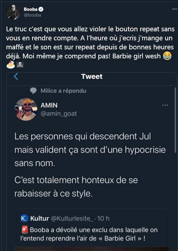 Booba répond aux critiques de sa reprise d'un hit des années 90 et défend Jul