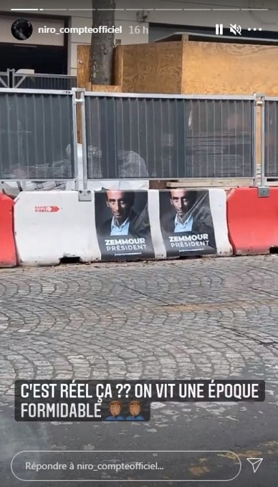 Niro choqué par les affiches « Zemmour président »