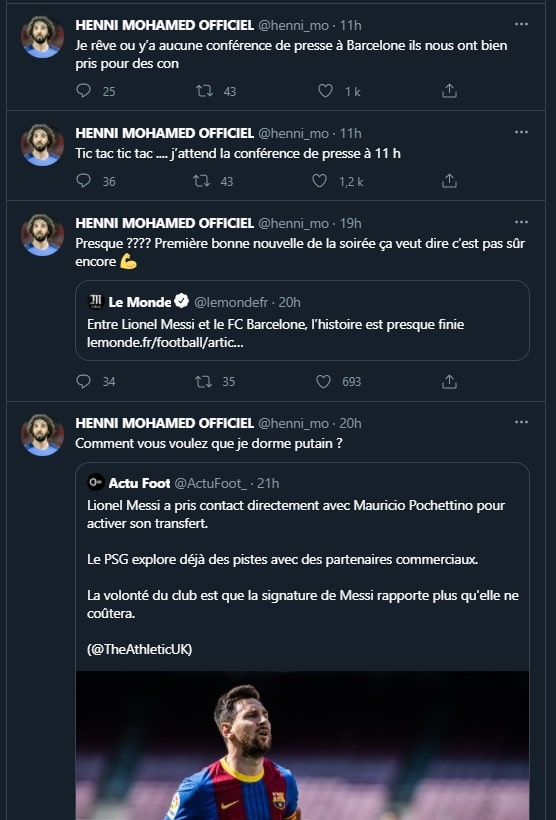 Mohamed Henni dégouté de l'arrivée de Messi au PSG : 