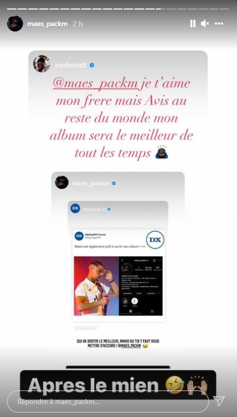 Ninho adresse un message à Maes, il répond 3