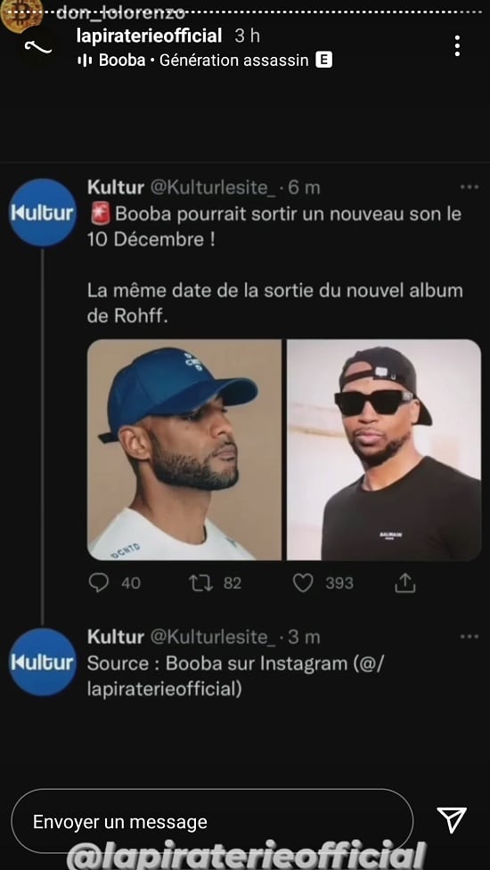 La réaction de Booba pour compromettre l'album de Rohff 2