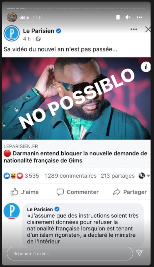 Gims : Gérald Darmanin refuse sa nationalité française, Booba l'enfonce