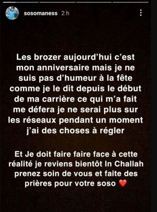 Soso Maness annonce une mauvaise nouvelle