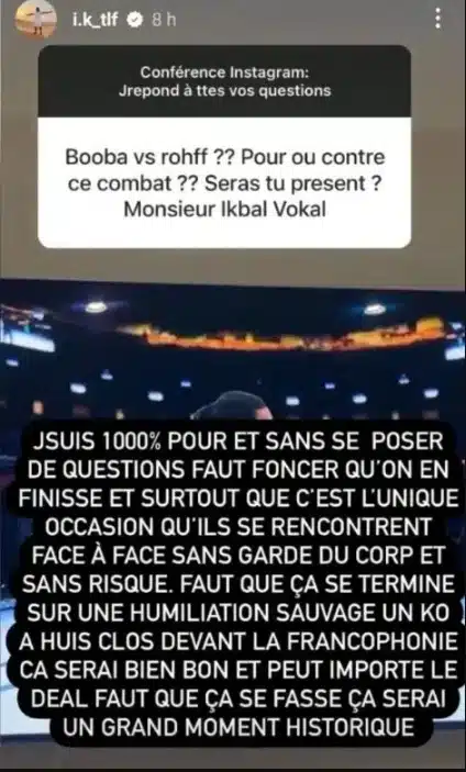 Ikbal pour le combat Rohff vs Booba 2
