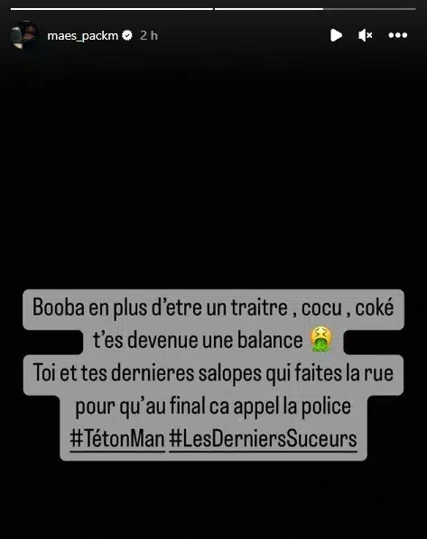 Booba traité de balance et de traitre par Maes qui l’insulte copieusement 1