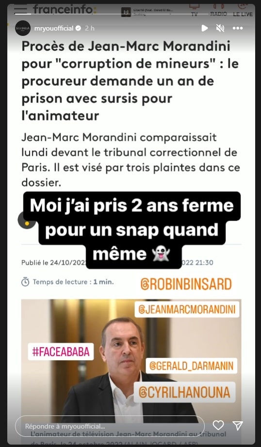 Mister You s'insurge de la clémence envers Morandini pour corruption de mineurs 5