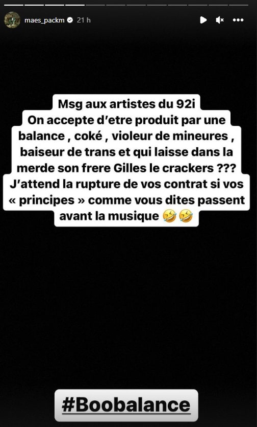 Maes dézingue Booba et demande à tous les artistes de quitter le 92i 5