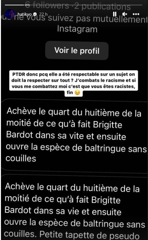 Hatik justifie sur son attaque contre Brigitte Bardot
