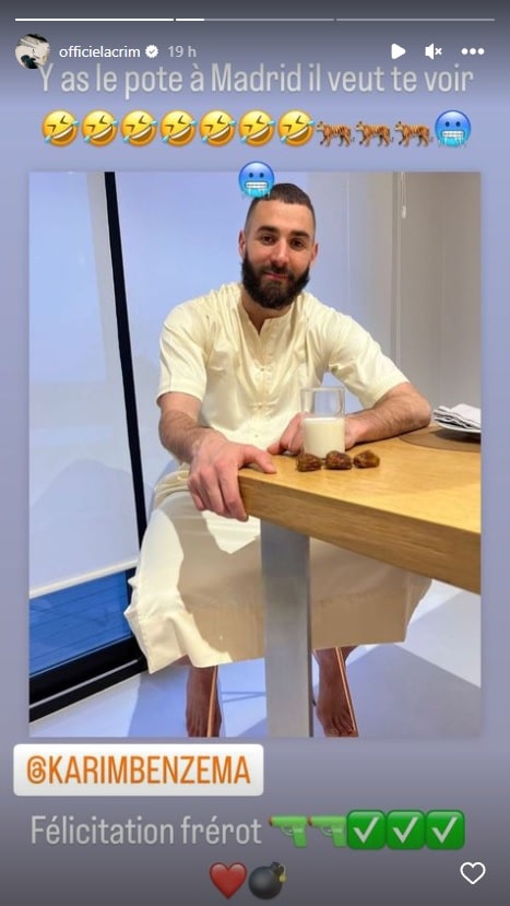 Lacrim s'adresse à sa manière à Benzema après avoir écrasé le Barca 2