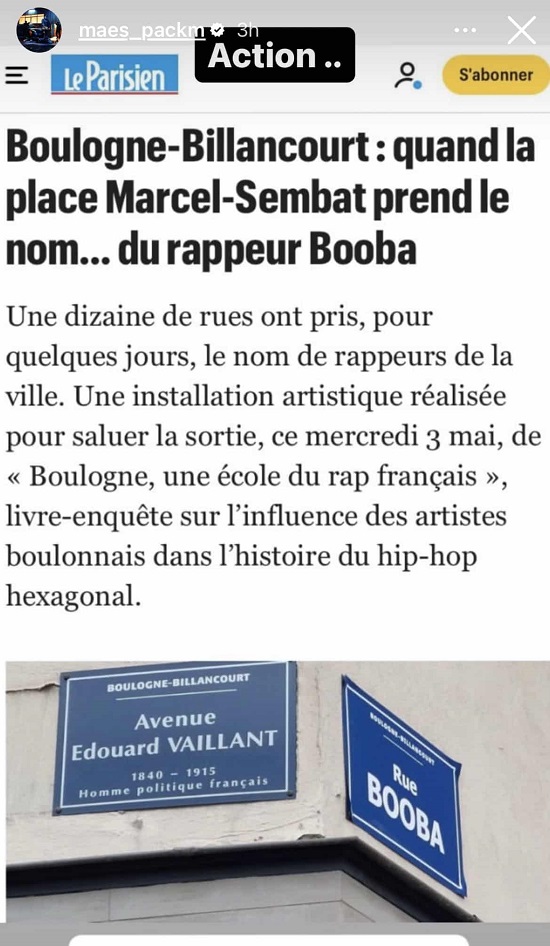 La rue au nom de Booba vandalisée fait le bonheur de Maes