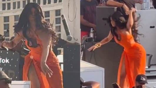 Cardi B jette son micro à une fan après avoir reçu un verre