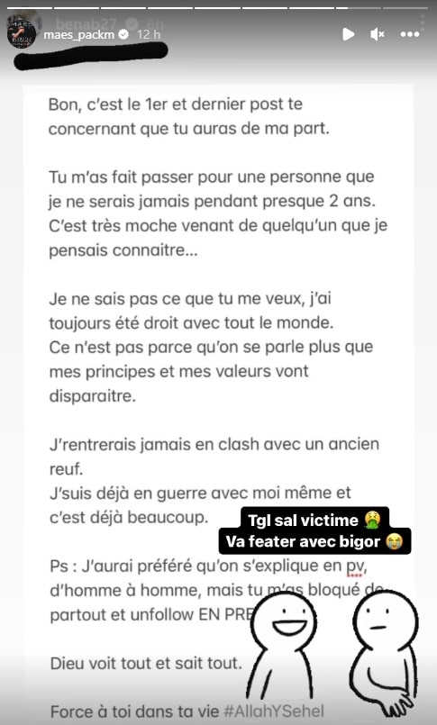 Maes tacle Benab et le traite de victime, le rappeur répond 2