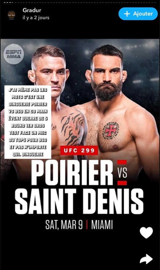 Gradur choqué par le combat MMA de Benoît Saint-Denis