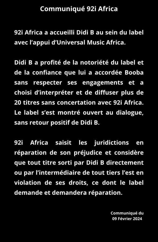 Booba attaque en justice Didi B après leur clash 2