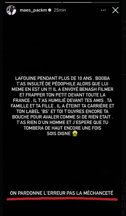 les message de Maes avertit La Fouine