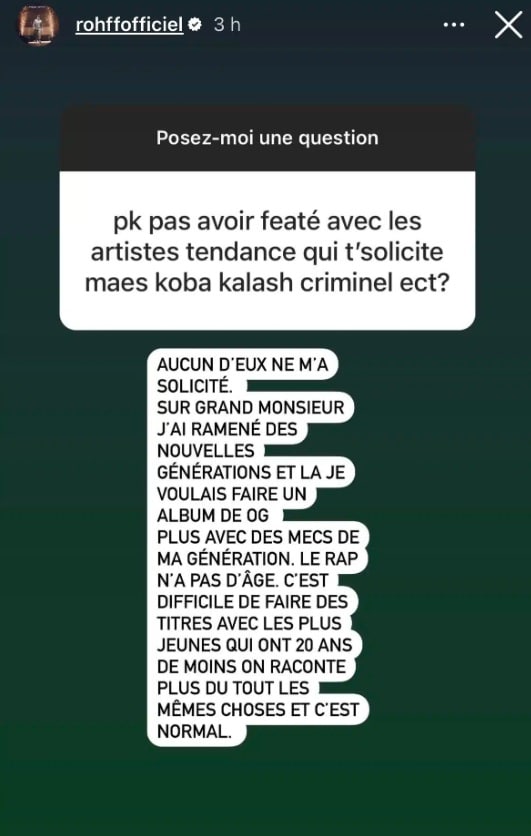 Rohff dévoile la véritable raison d'absence d'un feat avec Koba LaD ou Maes 2