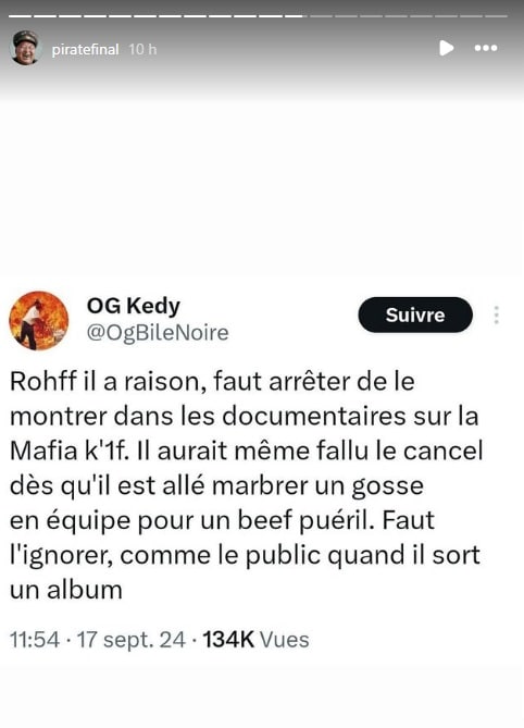 Booba dézingue Rohff après ses propos sur le documentaire de DJ Mehdi 2